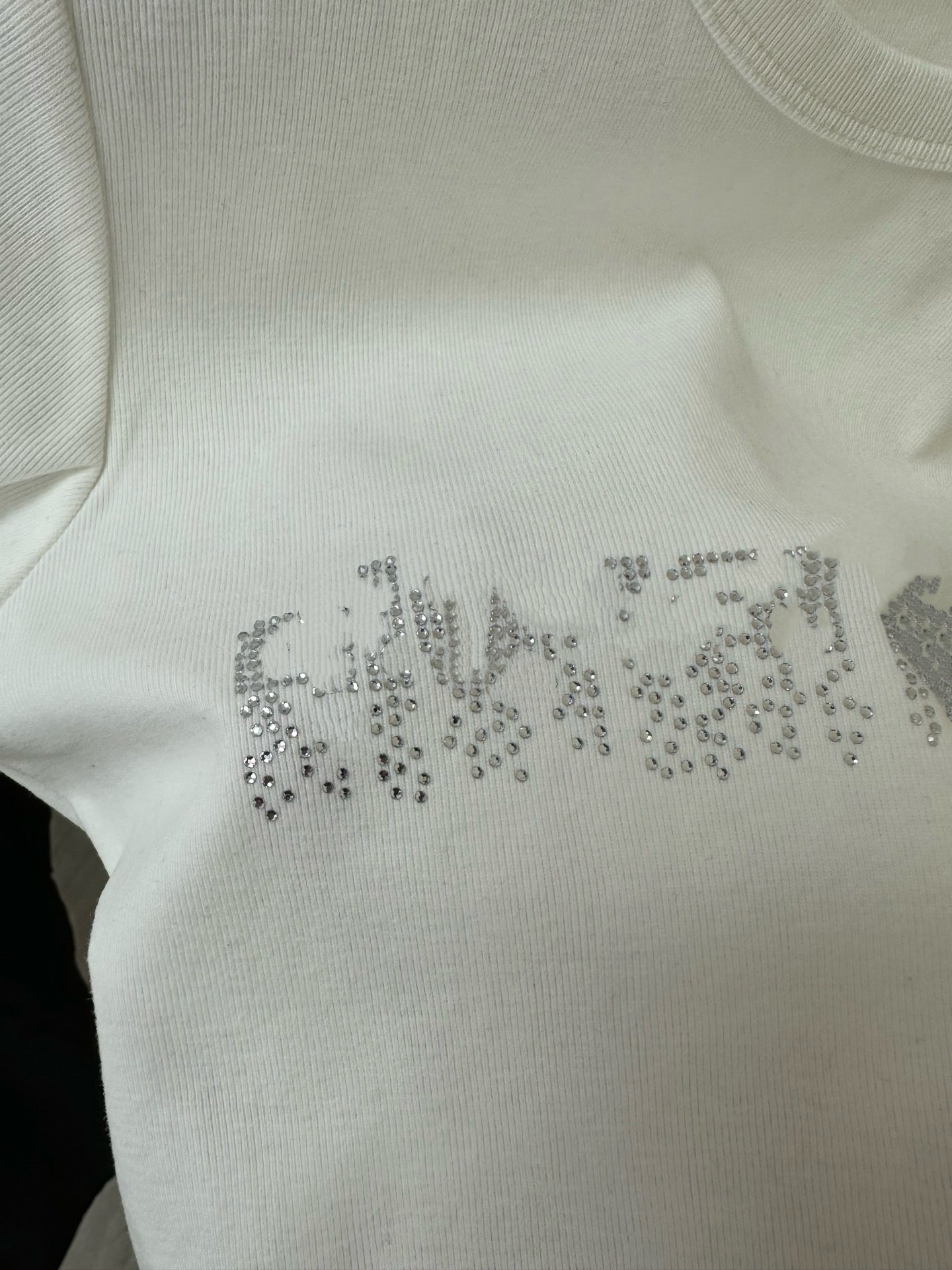 Women's Sparkle Rhinestone Short Sleeve Slim Fit Cotton Blend T-Shirt