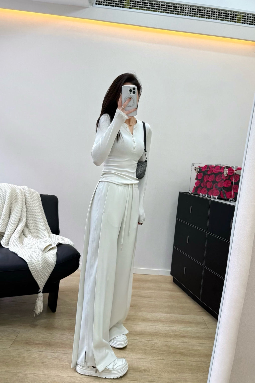 Women's Softstreme Wide-Leg Pants With Contrast Ribbed Design For Spring Autumn