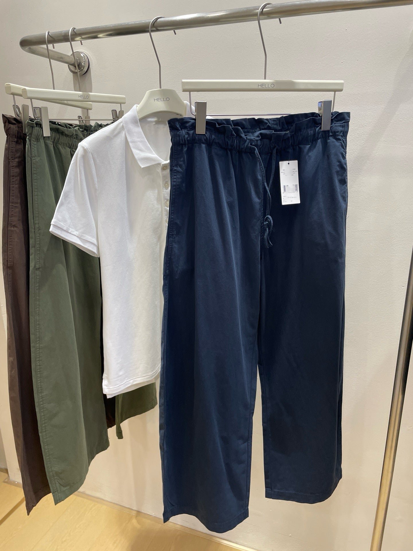 Women's Spring Cotton Blend Casual Pants Loose Fit Drawstring Waist Dark Blue Olive Green Brown S-M-L