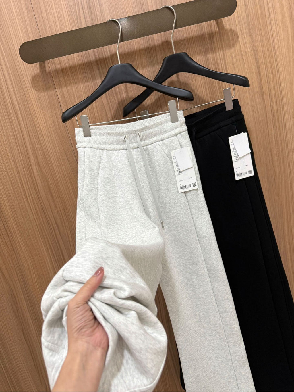 Scb Fleece-Lined High-Waisted Drawstring Wide-Leg Pants Warm Casual Versatile Slimming Autumn Winter Floor-Length Sweatpants 1266