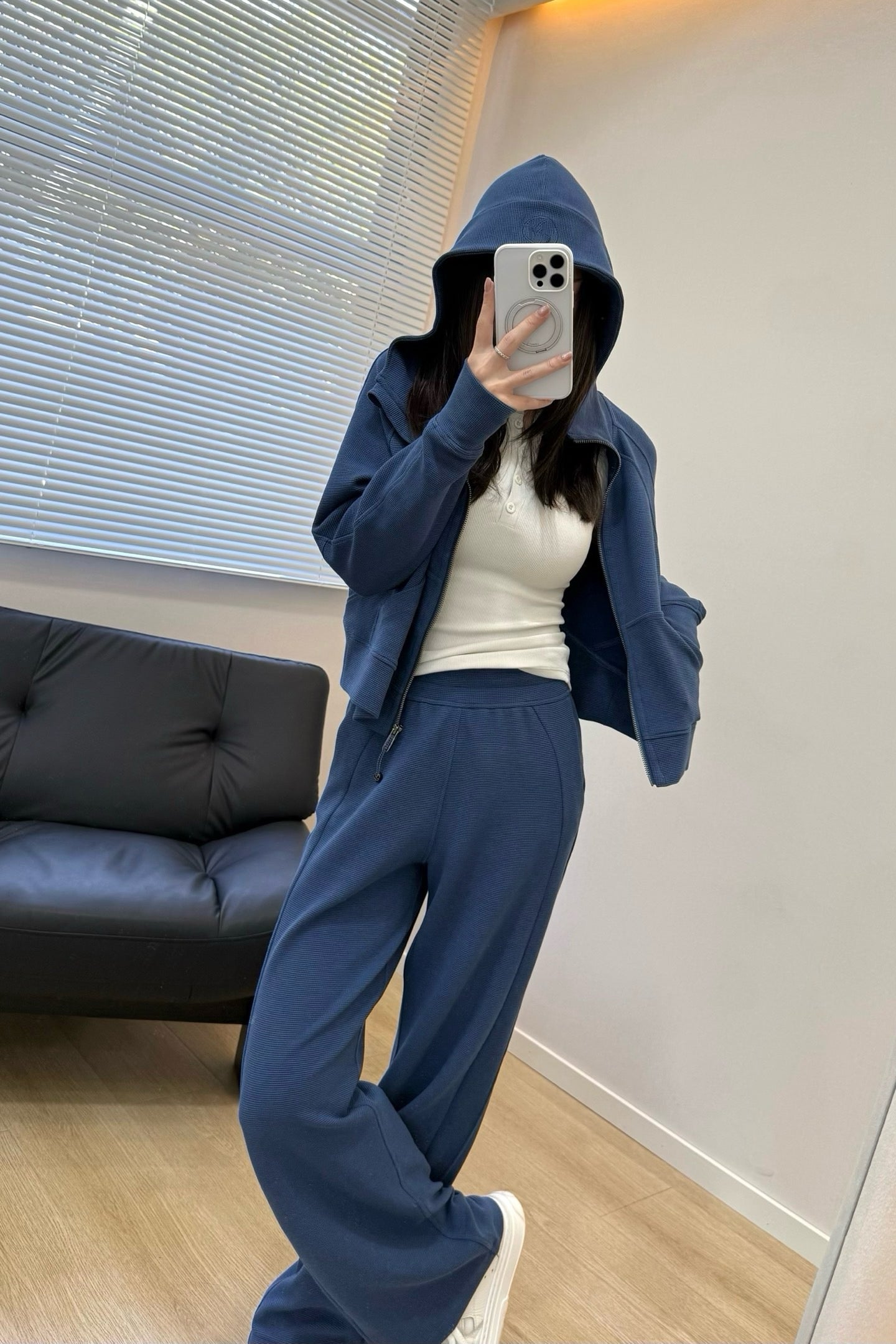 Women's Scu Waffle Texture Activewear Hoodie Pants Set Durable Casual All Seasons Athletic Breathable