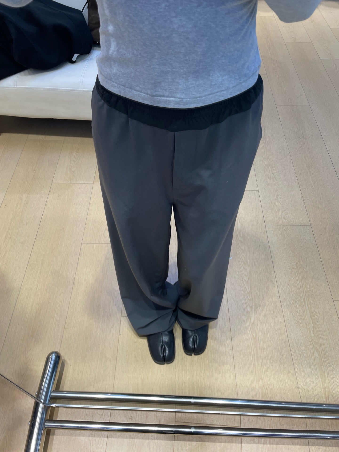 Women's High-Waist Stretchy Wide-Leg Pants Dark Blue Dark Grey S M L