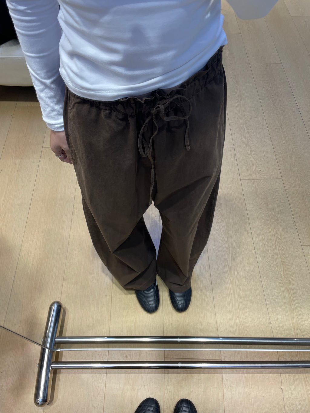 Women's Spring Cotton Blend Casual Pants Loose Fit Drawstring Waist Dark Blue Olive Green Brown S-M-L