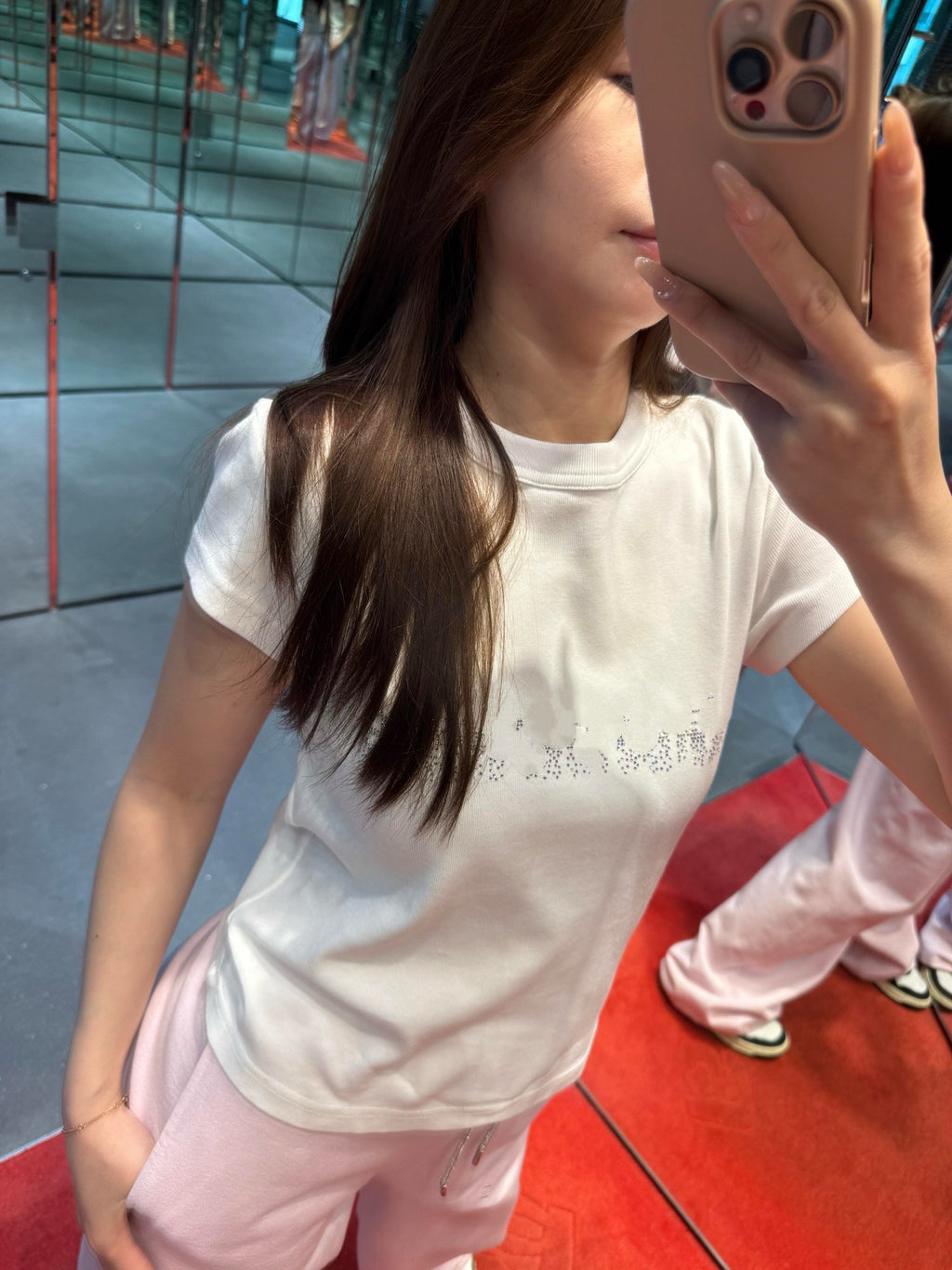 Women's Sparkle Rhinestone Short Sleeve Slim Fit Cotton Blend T-Shirt