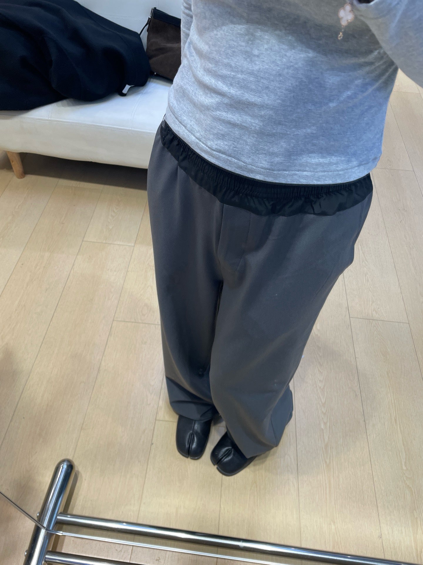 Women's High-Waist Stretchy Wide-Leg Pants Dark Blue Dark Grey S M L