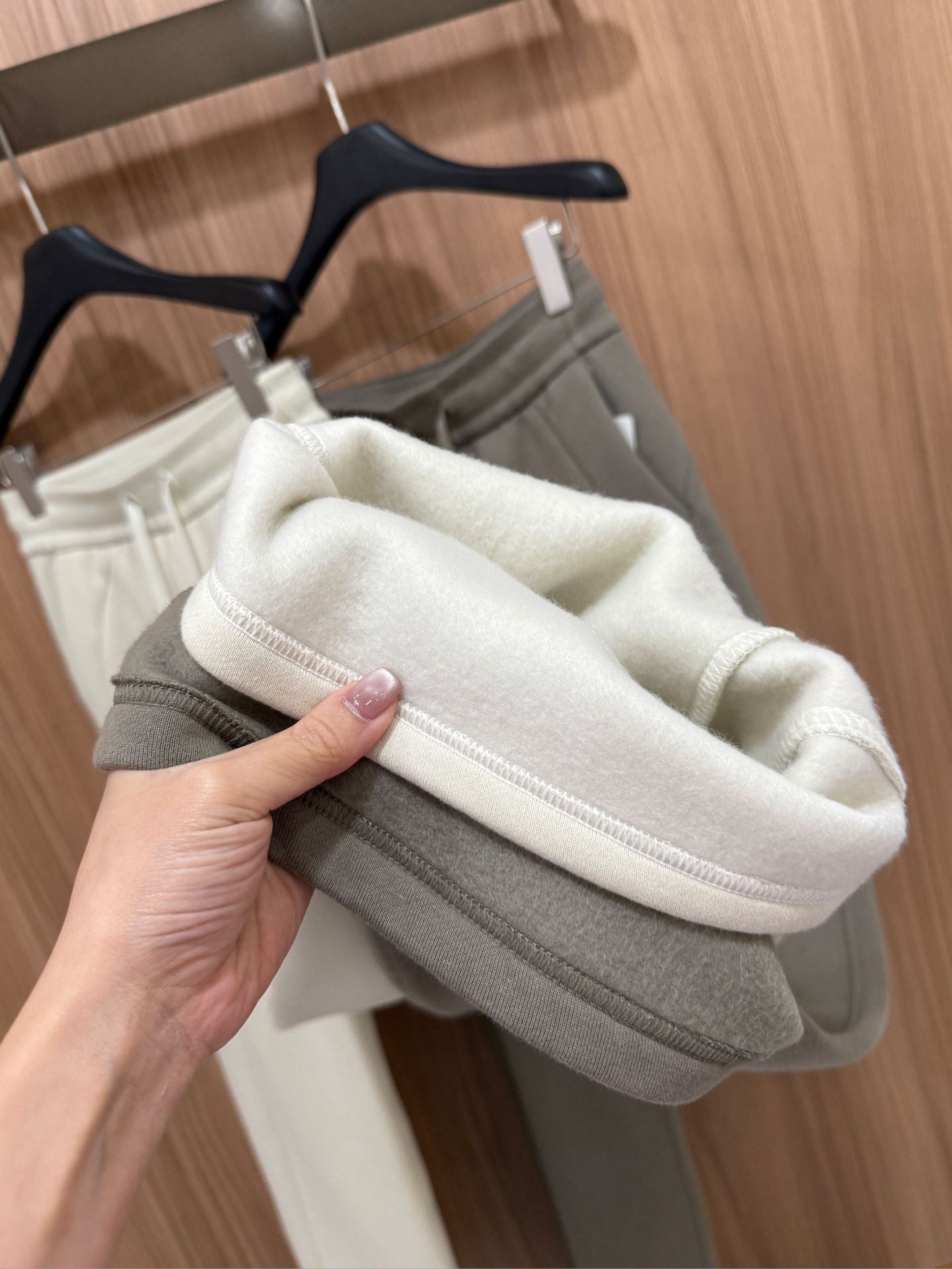 Scb Fleece-Lined High-Waisted Drawstring Wide-Leg Pants Warm Casual Versatile Slimming Autumn Winter Floor-Length Sweatpants 1266