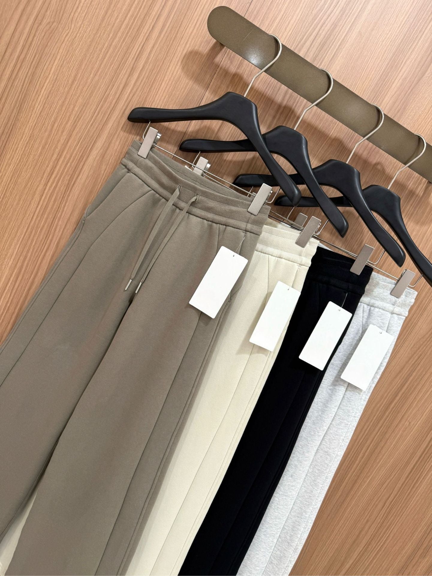 Scb Fleece-Lined High-Waisted Drawstring Wide-Leg Pants Warm Casual Versatile Slimming Autumn Winter Floor-Length Sweatpants 1266
