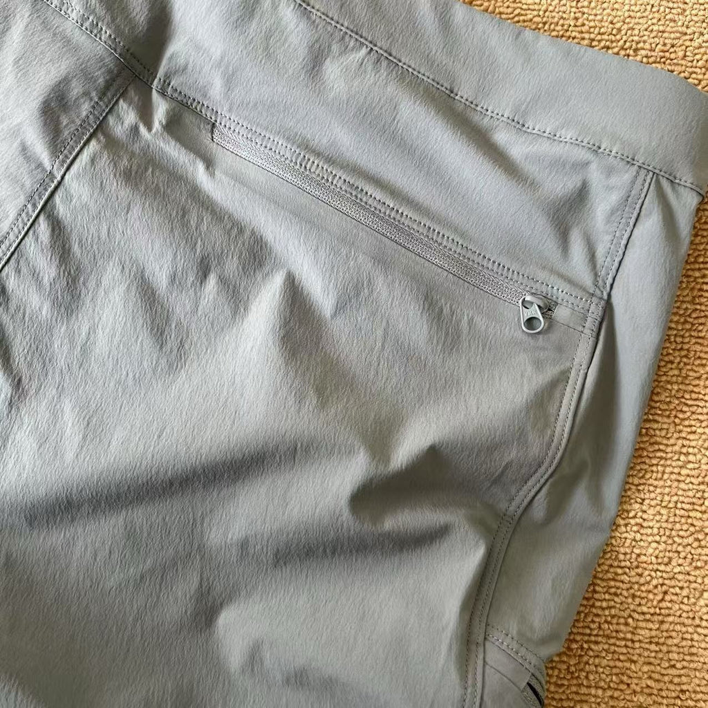 Unisex Quick-Dry Outdoor Hiking Shorts Lightweight Breathable Grey Black