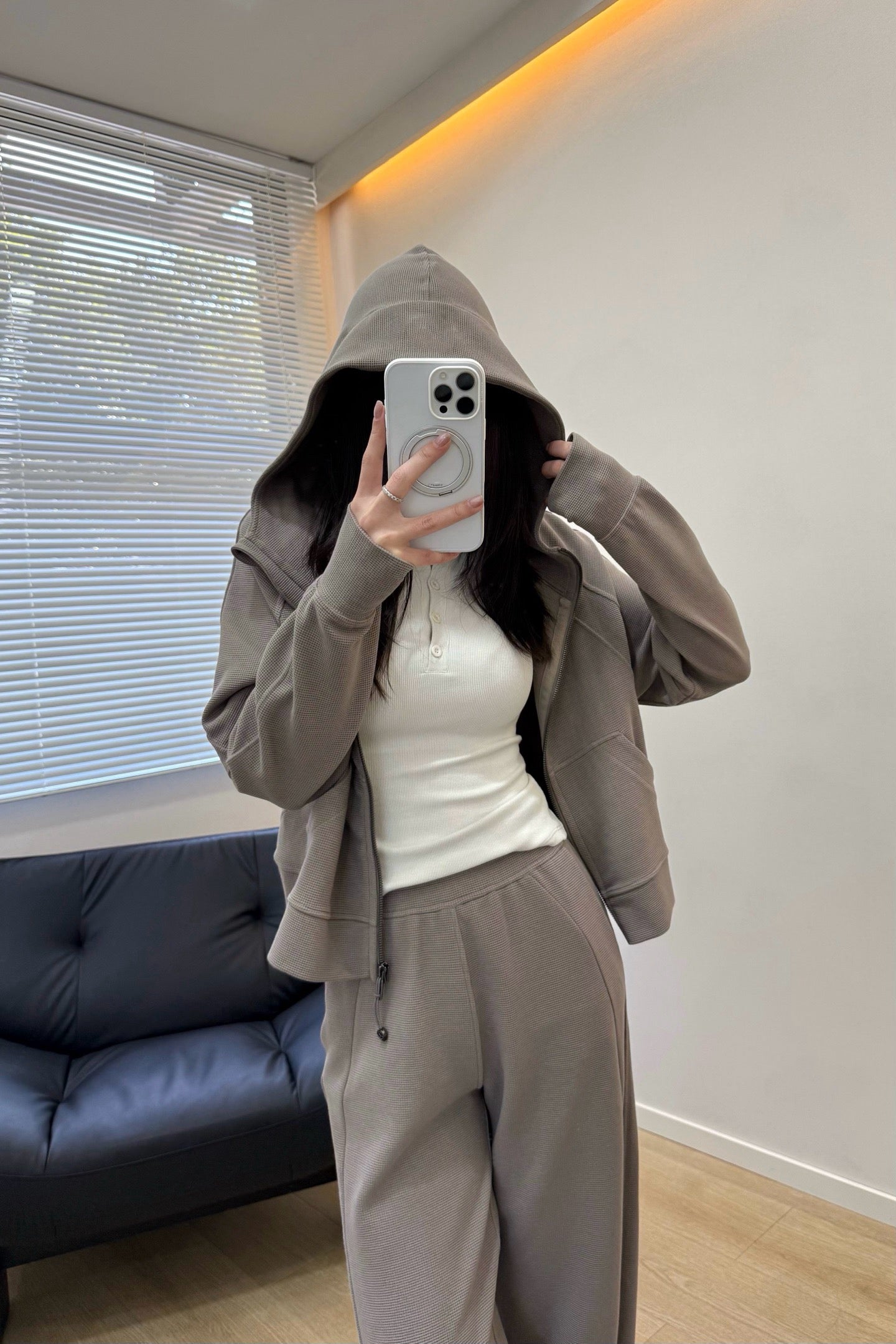 Women's Scu Waffle Texture Activewear Hoodie Pants Set Durable Casual All Seasons Athletic Breathable