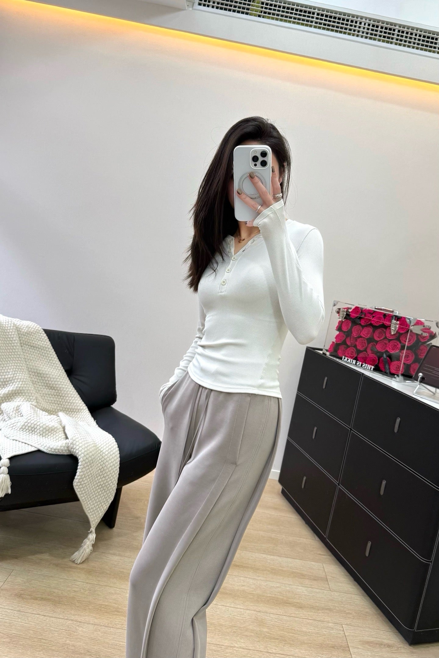 Women's Softstreme Wide-Leg Pants With Contrast Ribbed Design For Spring Autumn