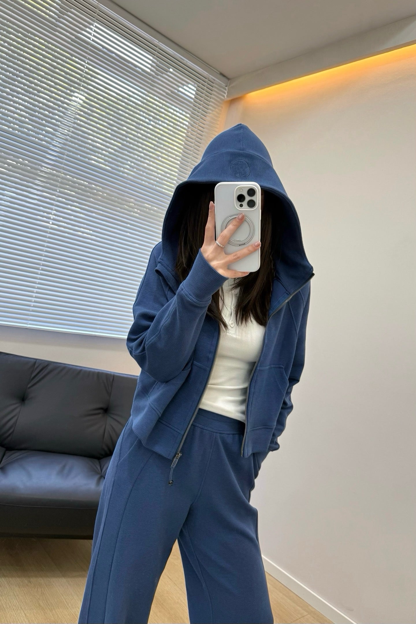 Women's Scu Waffle Texture Activewear Hoodie Pants Set Durable Casual All Seasons Athletic Breathable