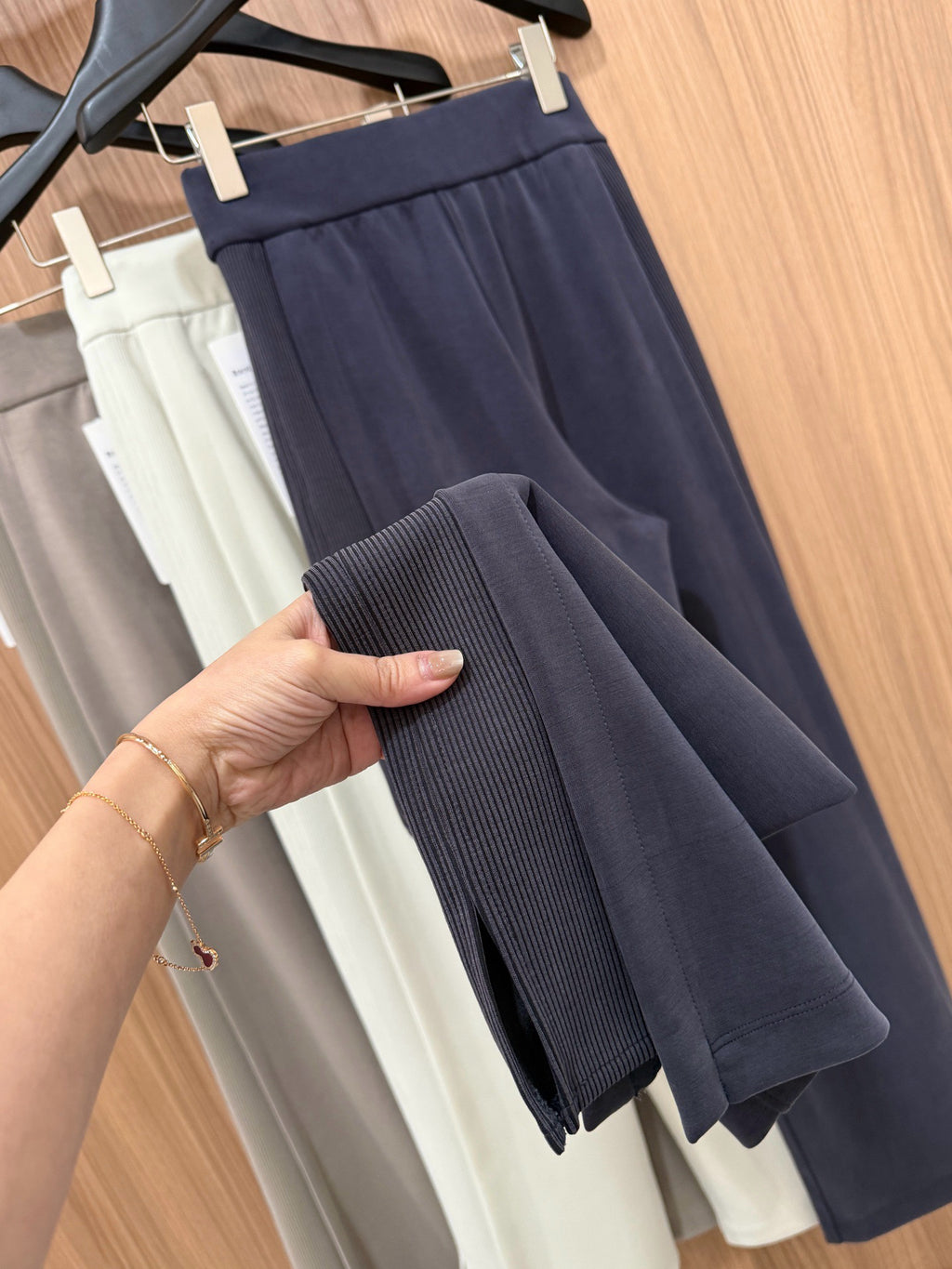 Women's Softstreme Wide-Leg Pants With Contrast Ribbed Design For Spring Autumn