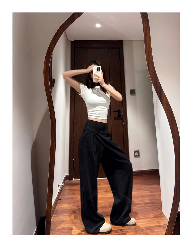 High Waisted Wide Leg Yoga Pants for Women Lycra Fabric Lounge Pants with Pockets Tummy Control & Butt Lifting Yoga Trousers