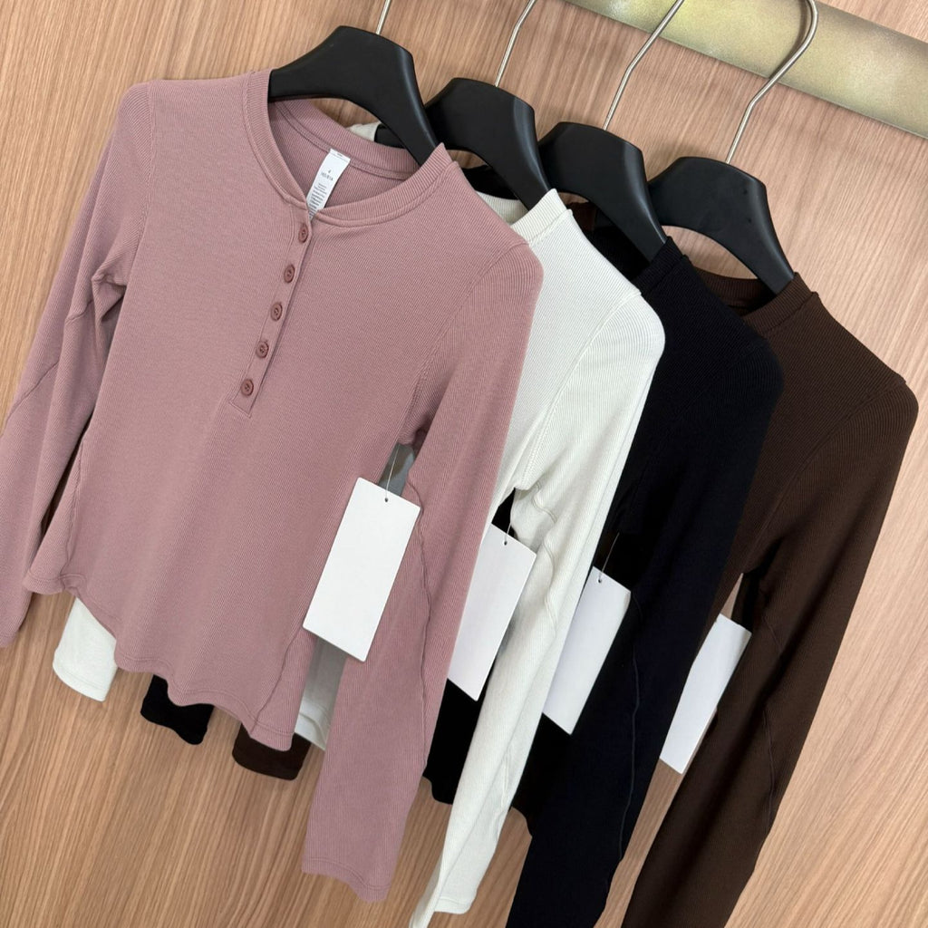 Hold Tight Modal Henley Shirt Slim Fit Yoga Fitness Sports Base Layer T Women's T-shirt
