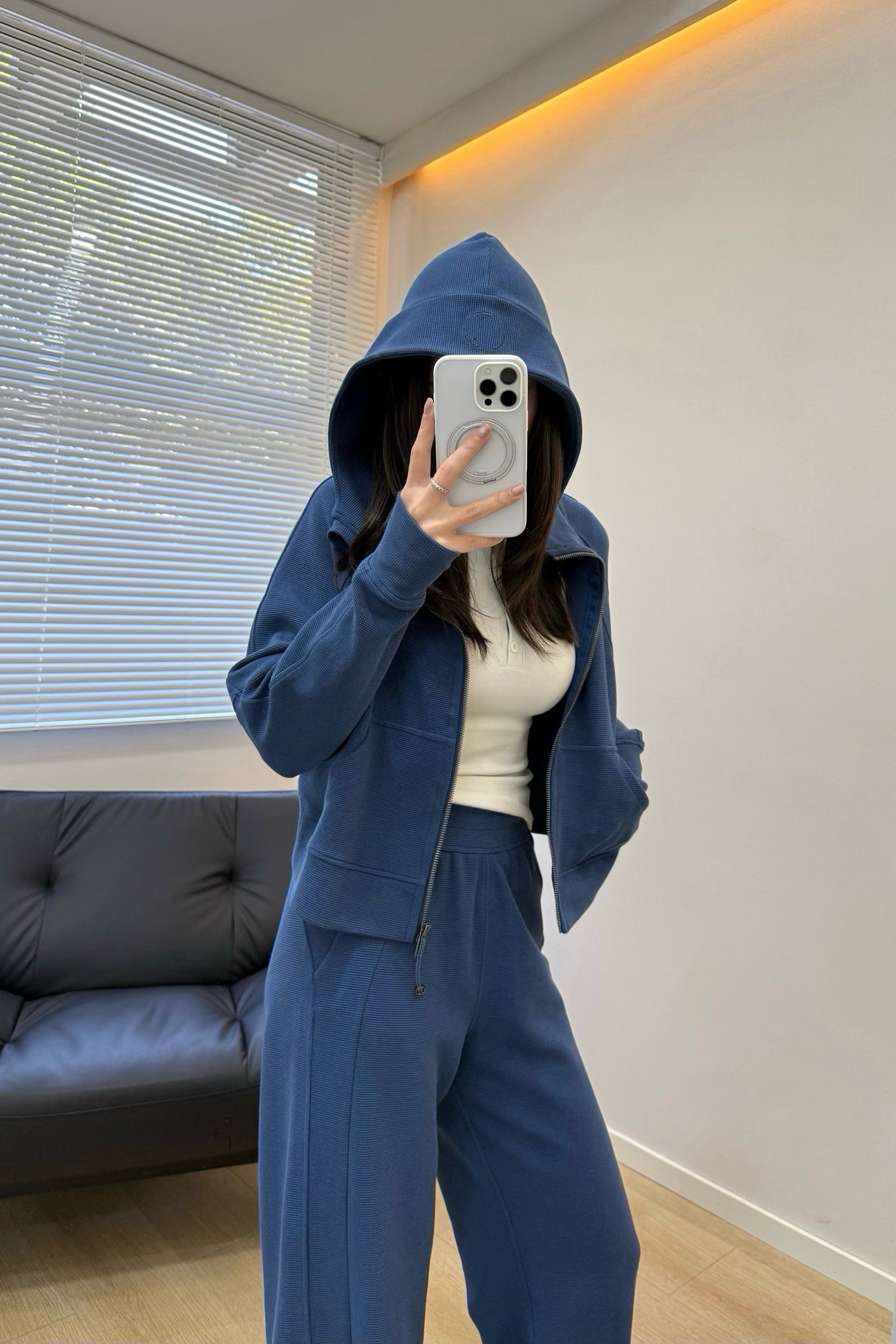 Women's Scu Waffle Texture Activewear Hoodie Pants Set Durable Casual All Seasons Athletic Breathable