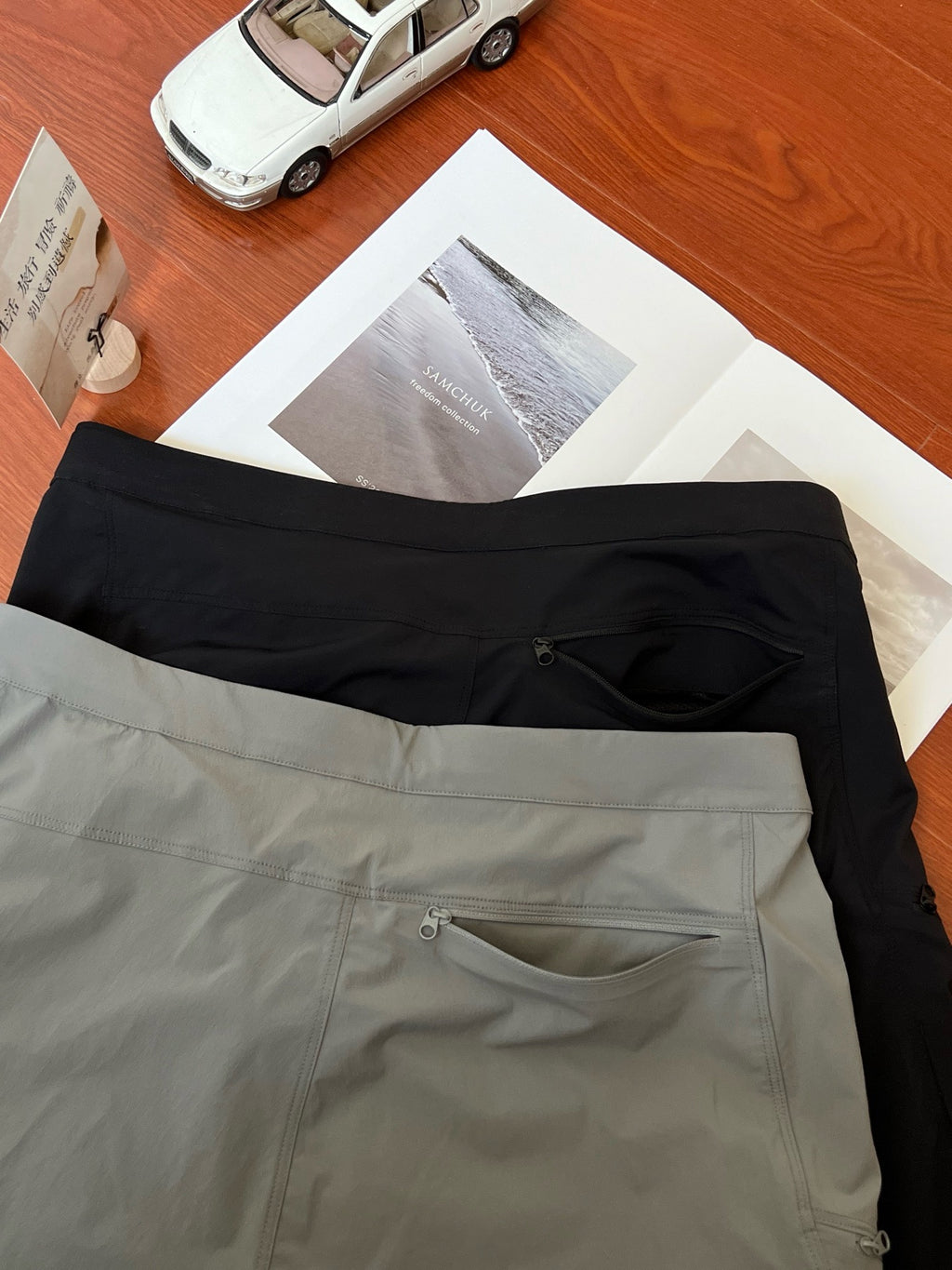 Unisex Quick-Dry Outdoor Hiking Shorts Lightweight Breathable Grey Black