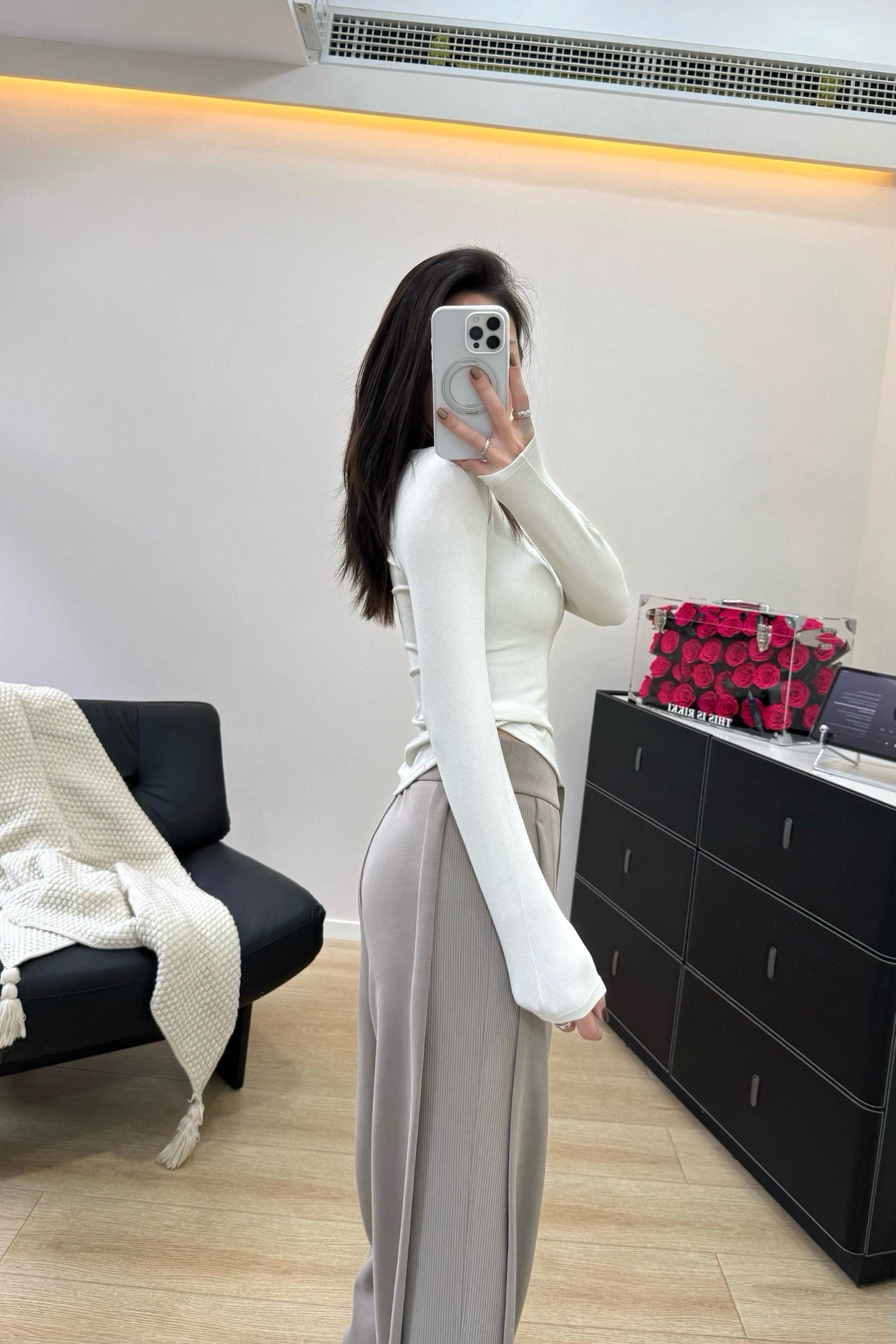 Women's Softstreme Wide-Leg Pants With Contrast Ribbed Design For Spring Autumn