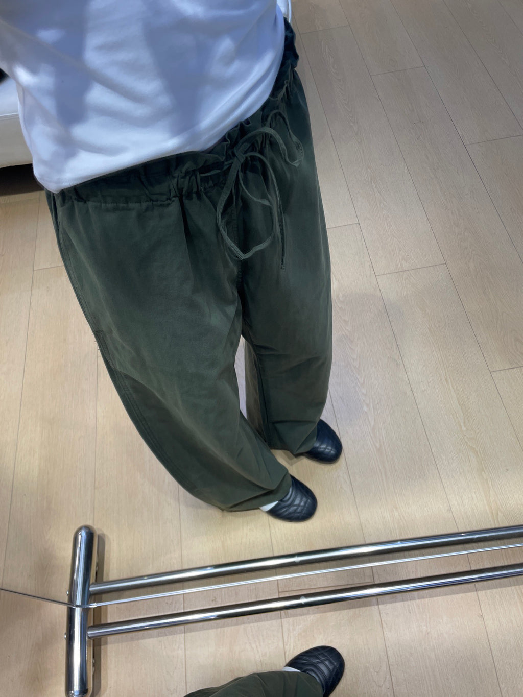 Women's Spring Cotton Blend Casual Pants Loose Fit Drawstring Waist Dark Blue Olive Green Brown S-M-L