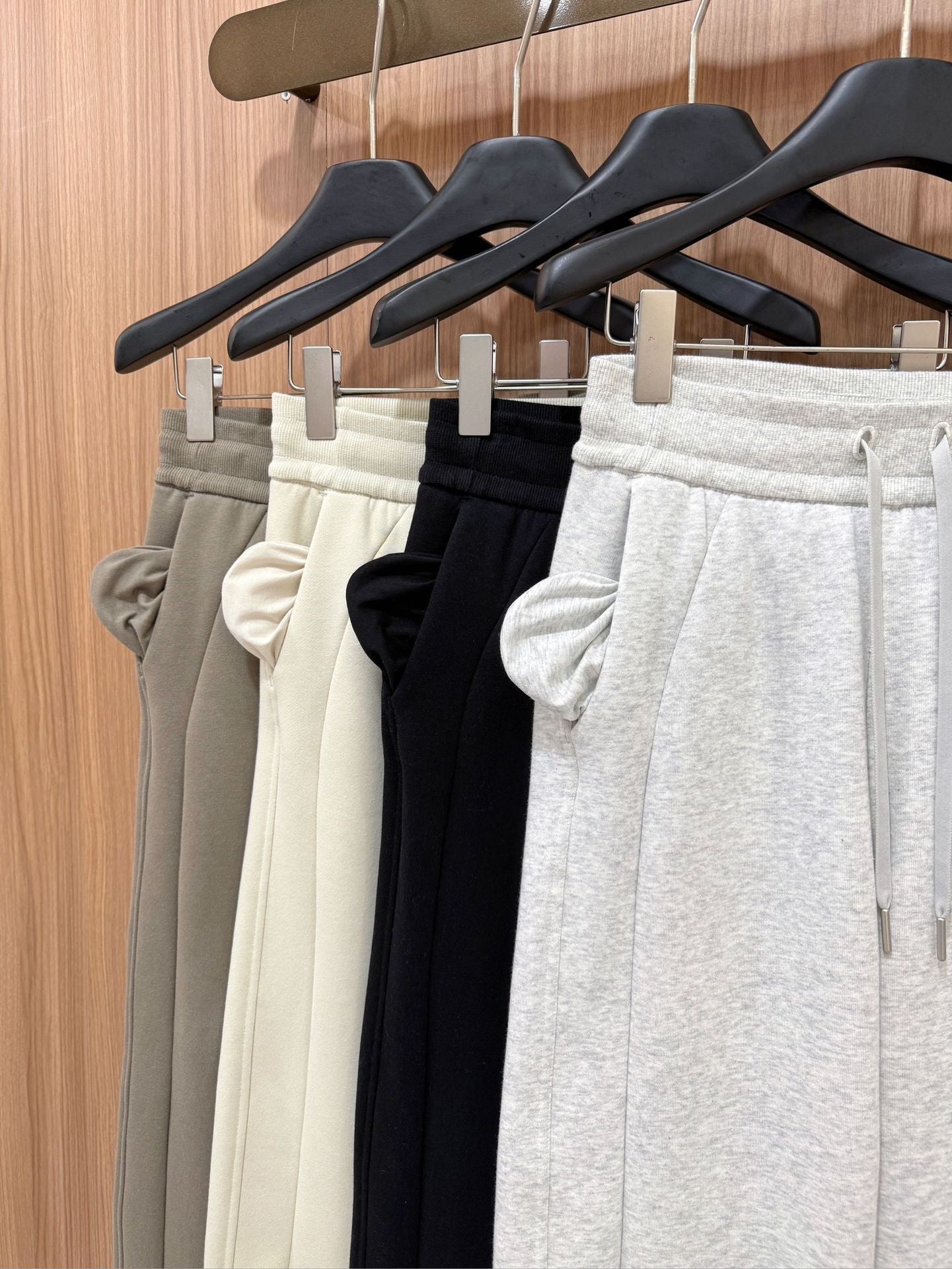 Scb Fleece-Lined High-Waisted Drawstring Wide-Leg Pants Warm Casual Versatile Slimming Autumn Winter Floor-Length Sweatpants 1266