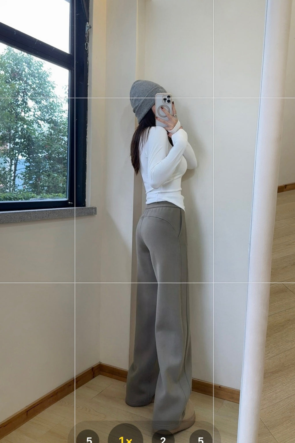Scb Fleece-Lined High-Waisted Drawstring Wide-Leg Pants Warm Casual Versatile Slimming Autumn Winter Floor-Length Sweatpants 1266