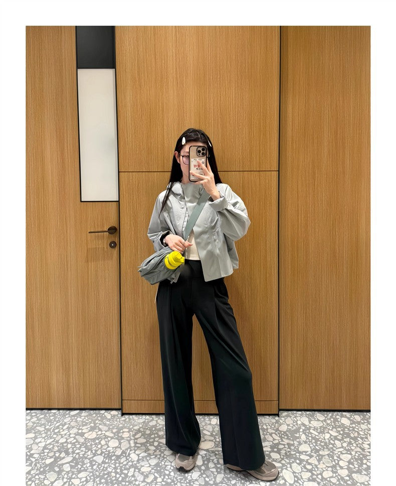 High Waisted Wide Leg Yoga Pants for Women Lycra Fabric Lounge Pants with Pockets Tummy Control & Butt Lifting Yoga Trousers