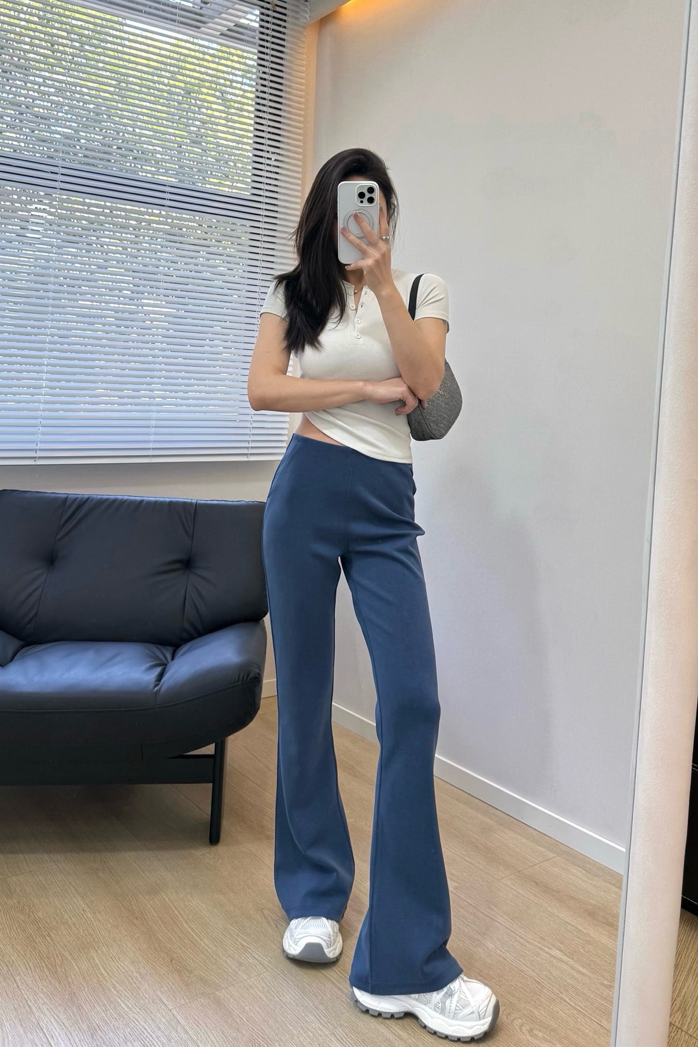 Women's Air Layer Modal Micro Flare Pants Soft Slim Fit Casual Trousers