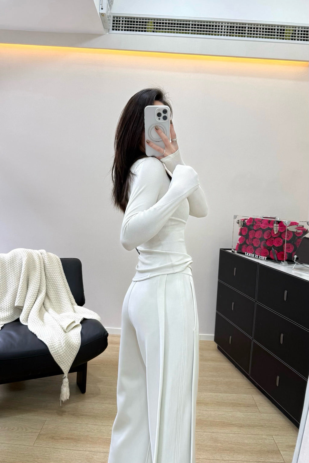 Women's Softstreme Wide-Leg Pants With Contrast Ribbed Design For Spring Autumn