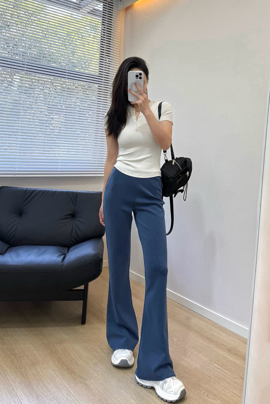 Women's Air Layer Modal Micro Flare Pants Soft Slim Fit Casual Trousers