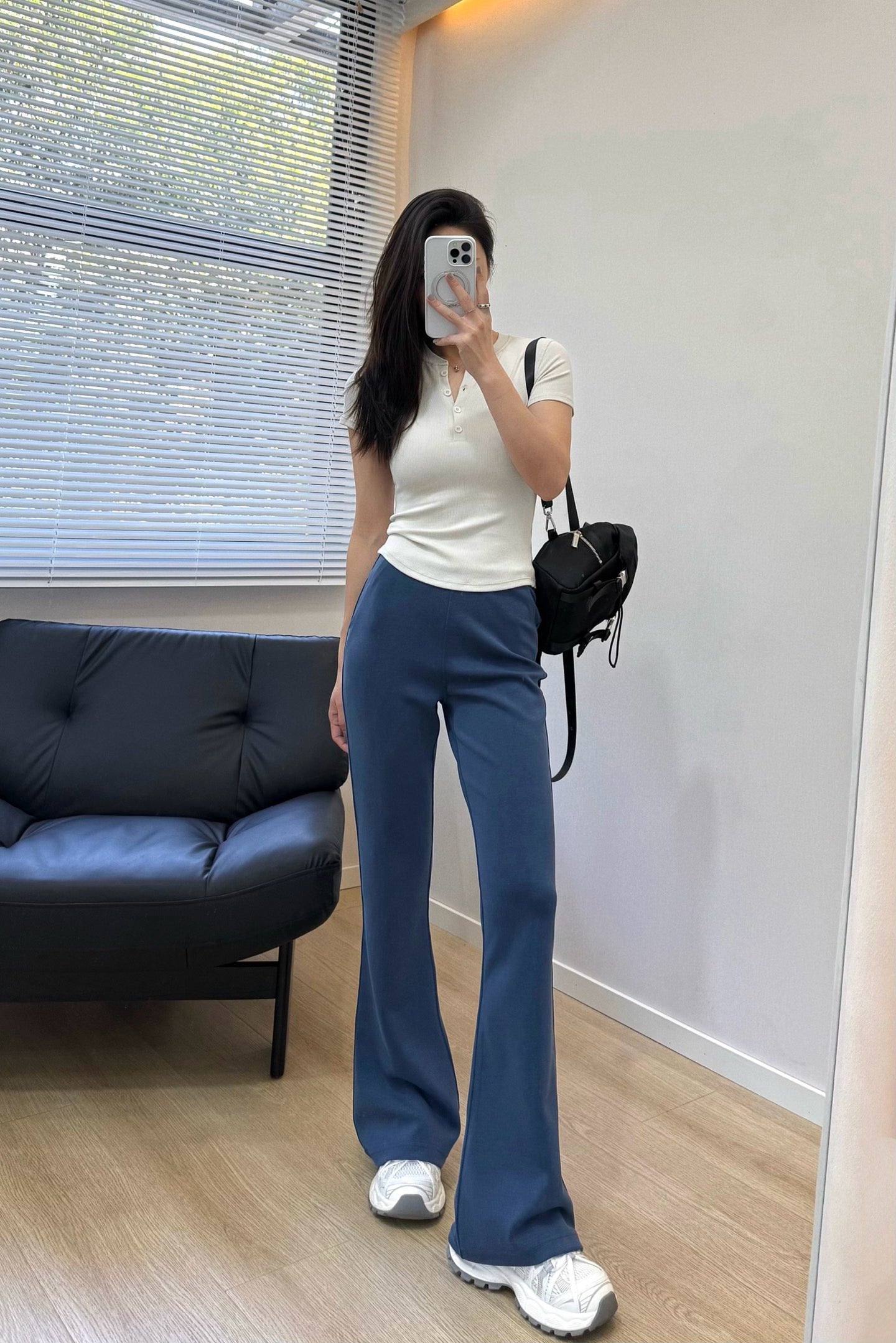 Women's Air Layer Modal Micro Flare Pants Soft Slim Fit Casual Trousers