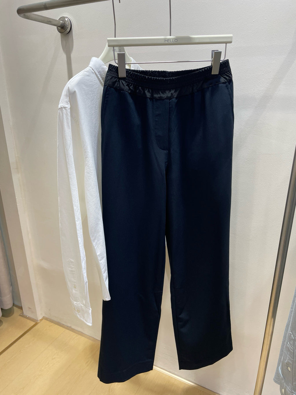 Women's High-Waist Stretchy Wide-Leg Pants Dark Blue Dark Grey S M L