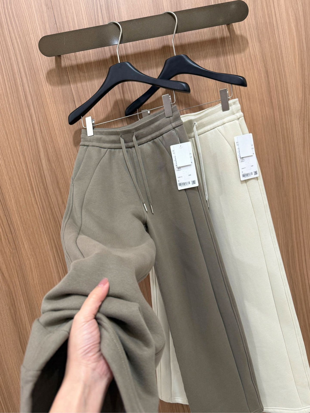 Scb Fleece-Lined High-Waisted Drawstring Wide-Leg Pants Warm Casual Versatile Slimming Autumn Winter Floor-Length Sweatpants 1266