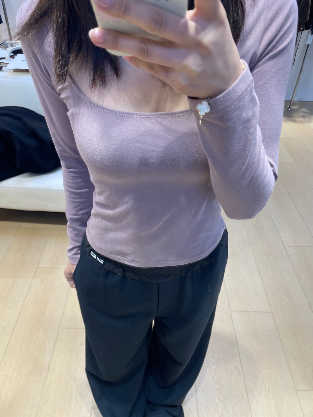 Long Sleeve Square Neck Cotton Top – Ballet-Core Style Ultra-Soft "Baby-Skin" Brushed Cotton Square Neck Tee