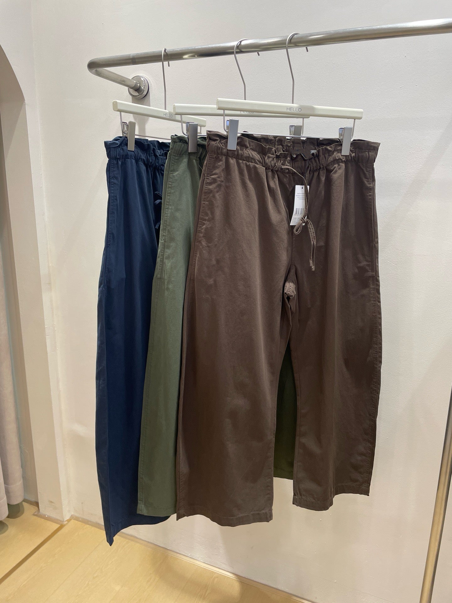 Women's Spring Cotton Blend Casual Pants Loose Fit Drawstring Waist Dark Blue Olive Green Brown S-M-L