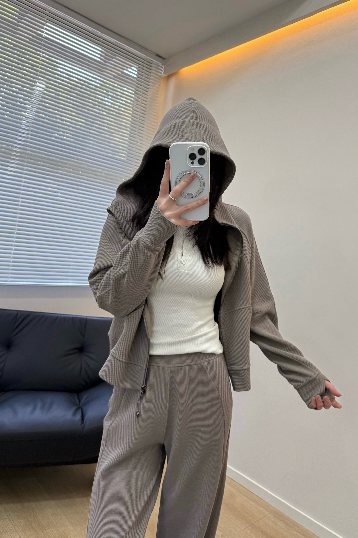 Women's Scu Waffle Texture Activewear Hoodie Pants Set Durable Casual All Seasons Athletic Breathable