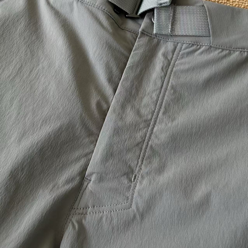 Unisex Quick-Dry Outdoor Hiking Shorts Lightweight Breathable Grey Black