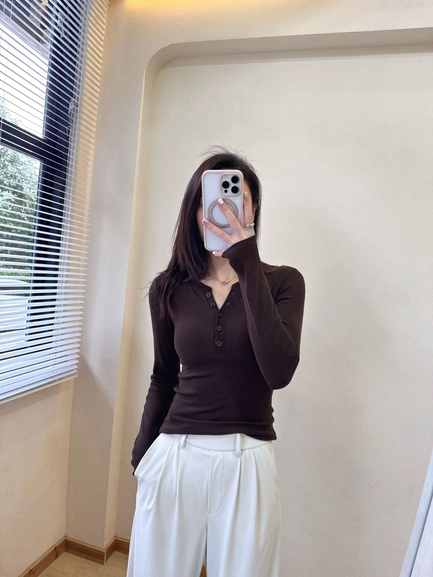 Hold Tight Modal Henley Shirt Slim Fit Yoga Fitness Sports Base Layer T Women's T-shirt