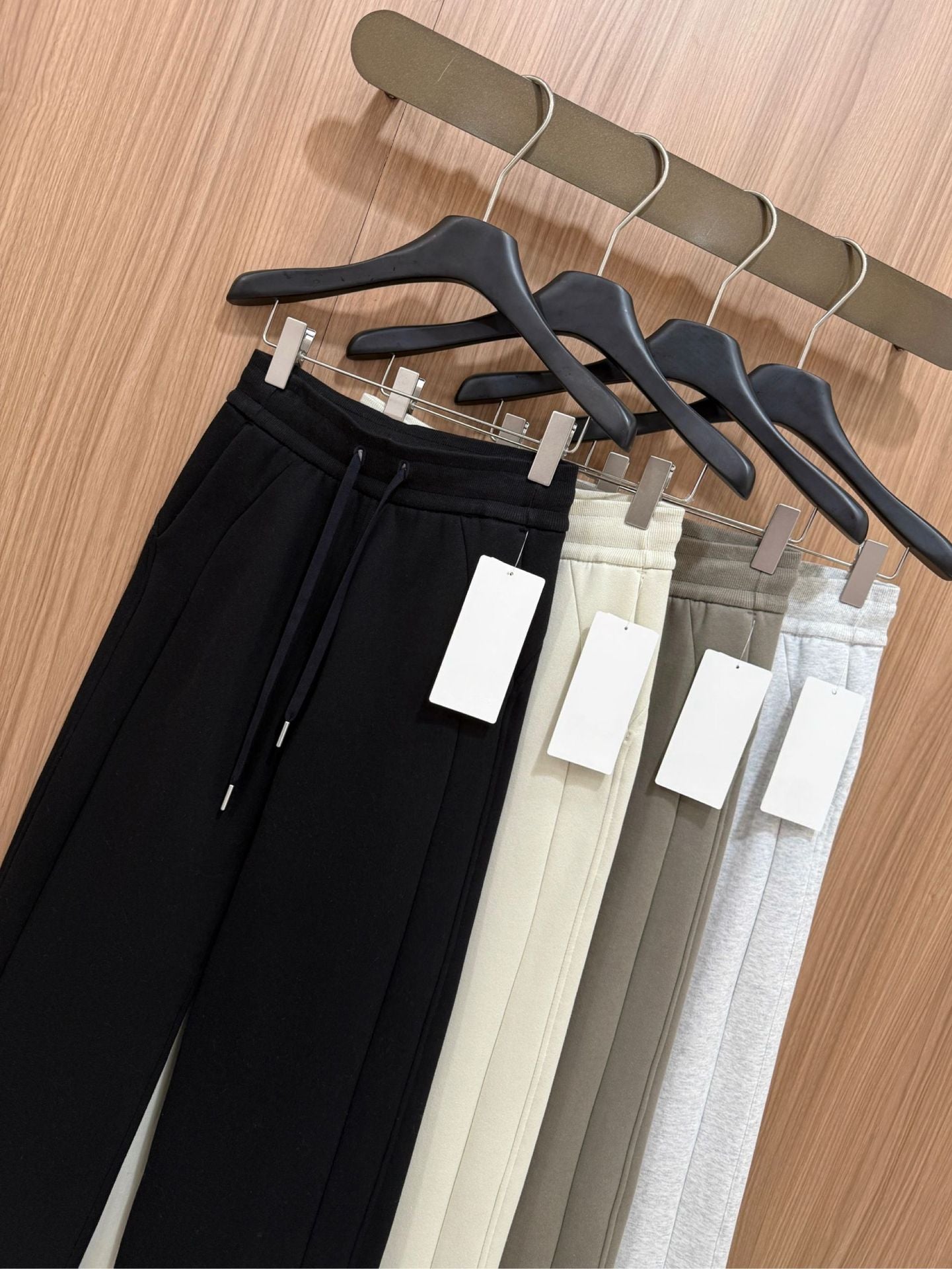 Scb Fleece-Lined High-Waisted Drawstring Wide-Leg Pants Warm Casual Versatile Slimming Autumn Winter Floor-Length Sweatpants 1266