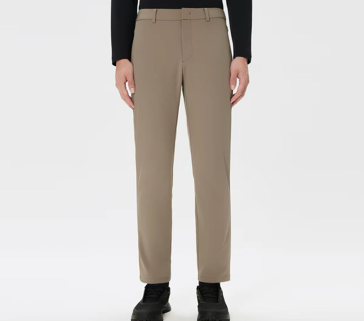 Men's Lightweight Nylon Stretch Casual Pants, Quick-Drying Outdoor Trousers Khaki Black