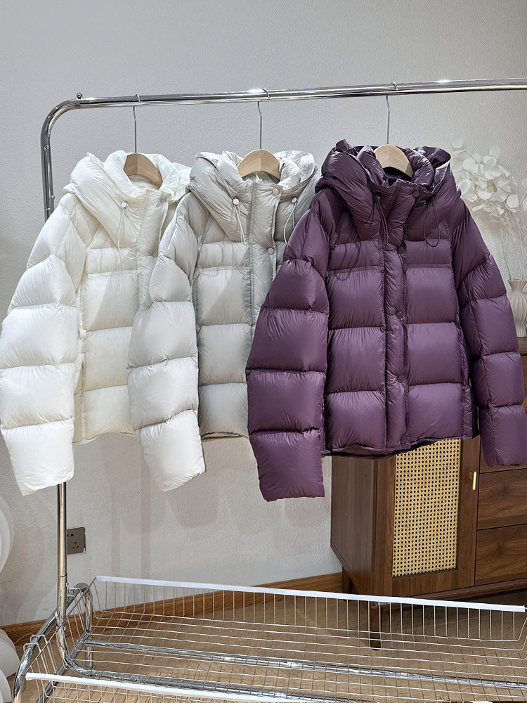 Ultra-Light High Fill Power White Goose Down Jacket Anti-Leakage Tech & Breathable Nylon Shell 90% Northern White Goose Down Parka - 800FP Fluffy Warmth with Innovative Anti-Down Stitching