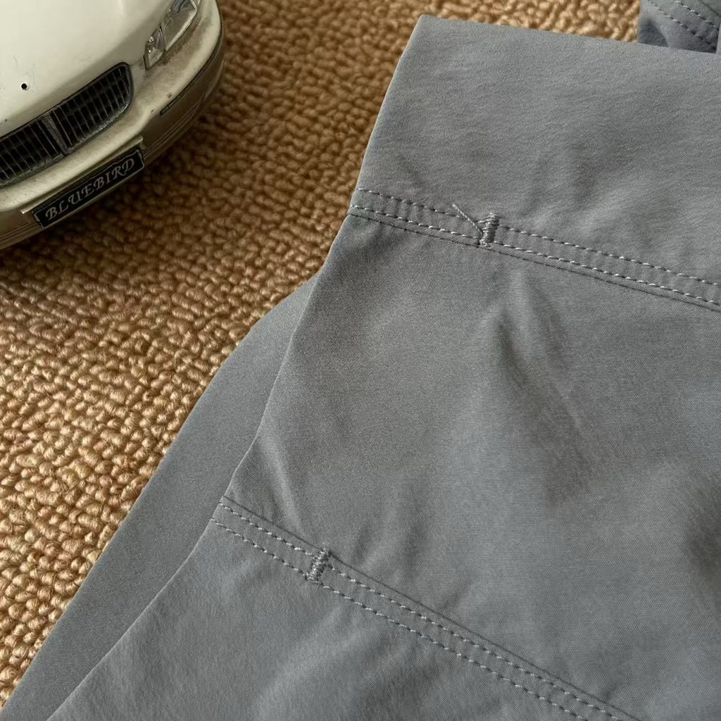 Unisex Quick-Dry Outdoor Hiking Shorts Lightweight Breathable Grey Black