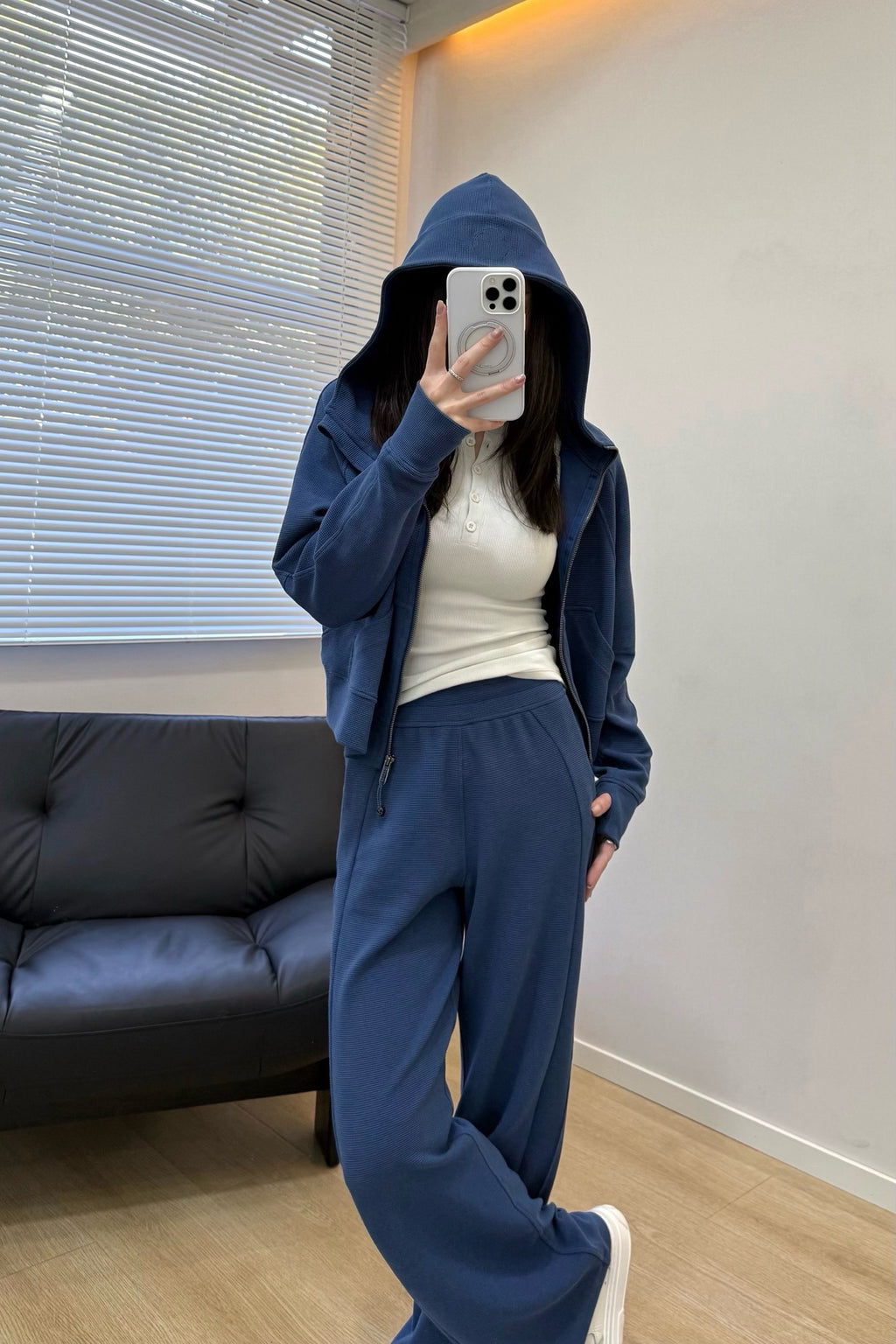Women's Scu Waffle Texture Activewear Hoodie Pants Set Durable Casual All Seasons Athletic Breathable