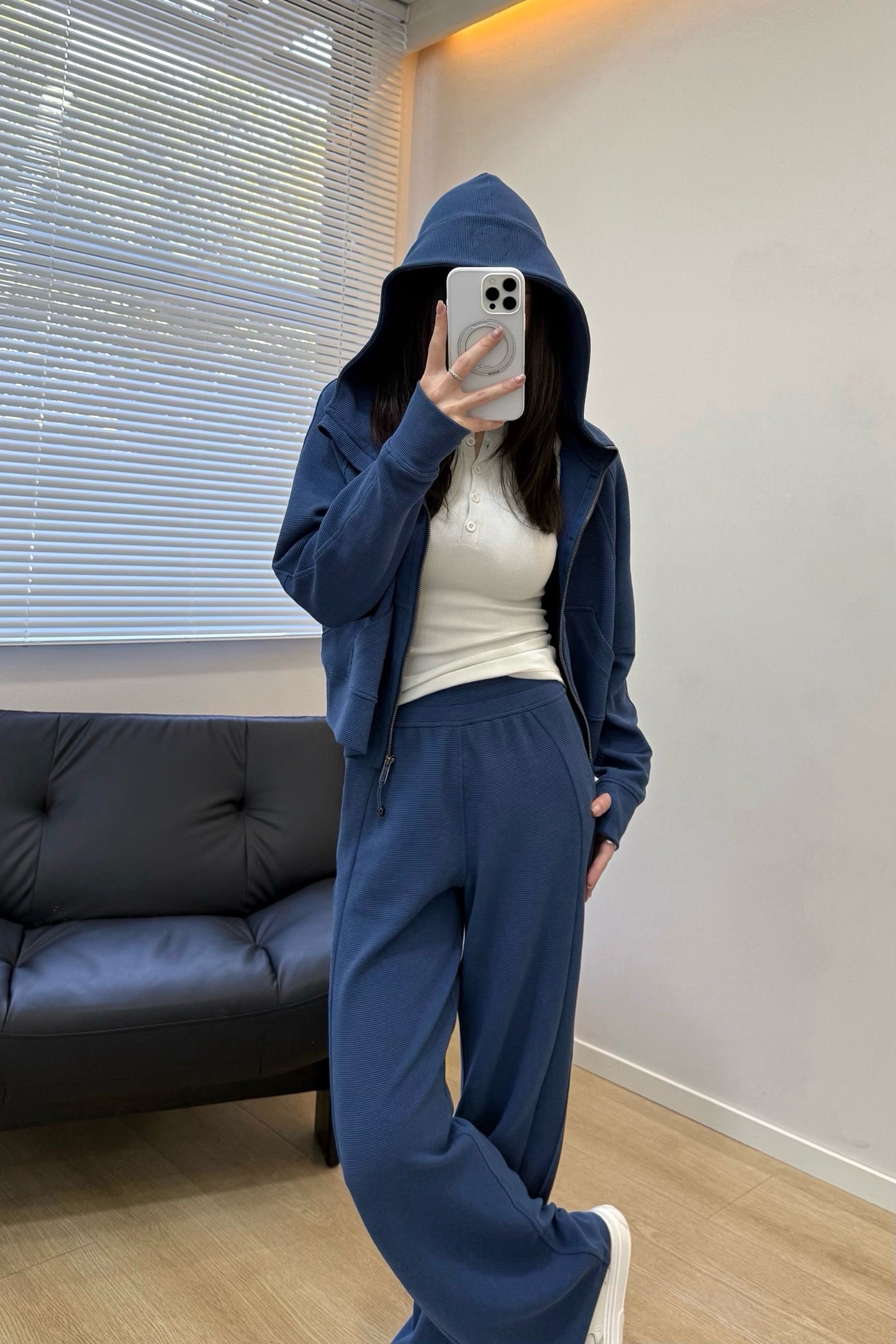 Women's Scu Waffle Texture Activewear Hoodie Pants Set Durable Casual All Seasons Athletic Breathable