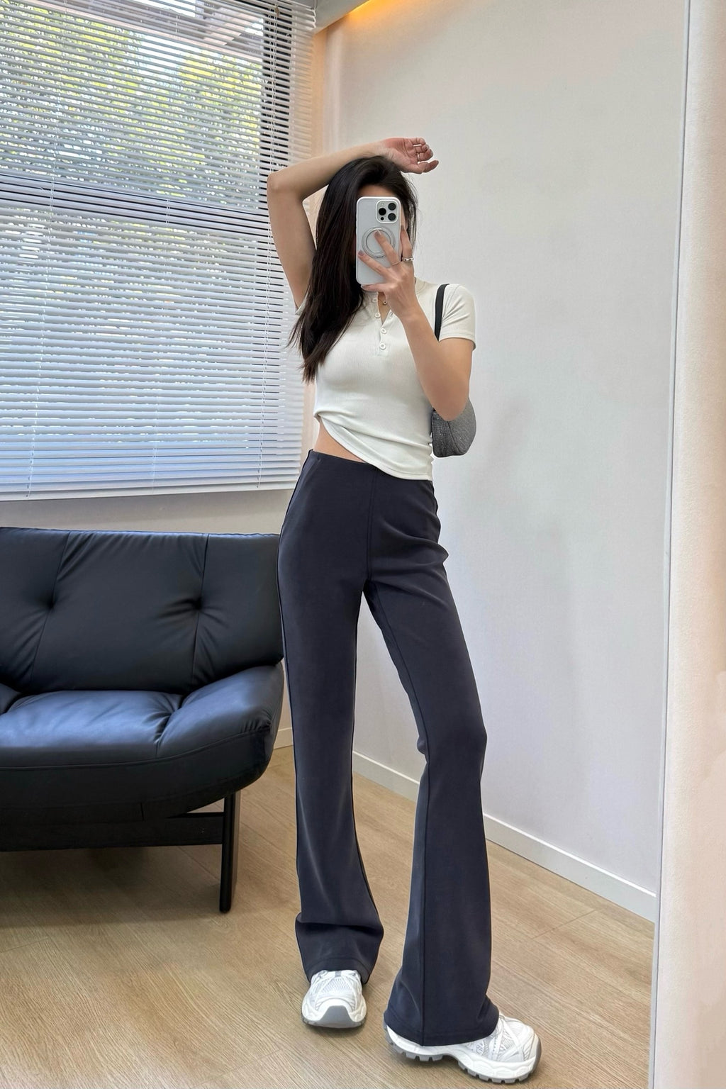 Women's Air Layer Modal Micro Flare Pants Soft Slim Fit Casual Trousers