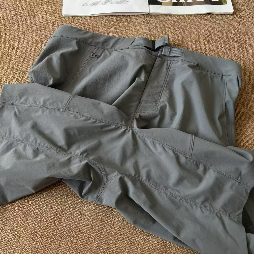 Unisex Quick-Dry Outdoor Hiking Shorts Lightweight Breathable Grey Black