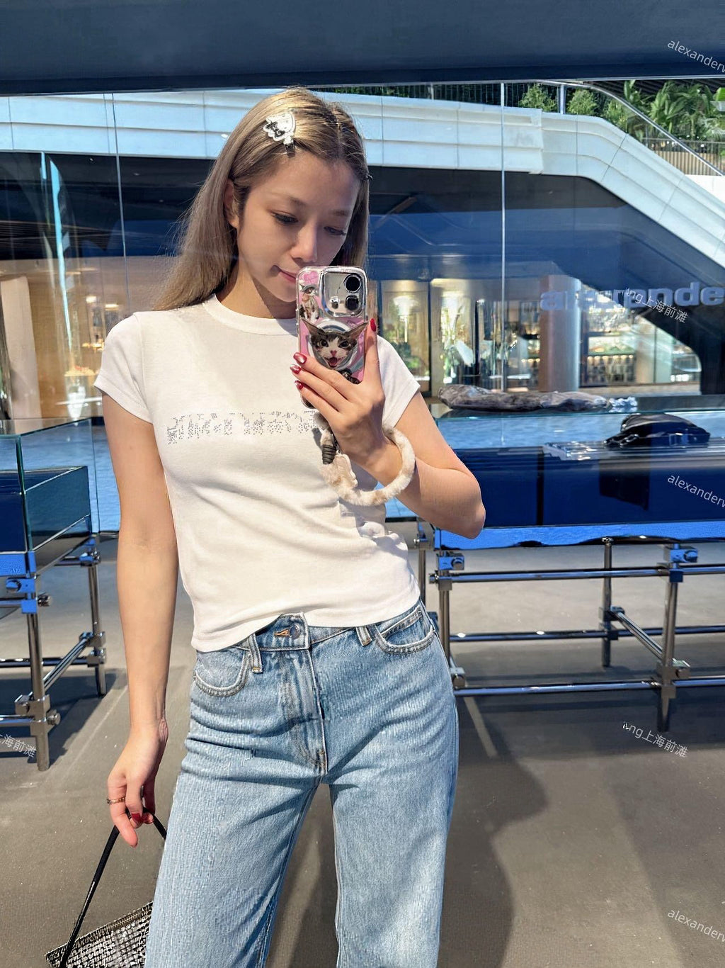 Women's Sparkle Rhinestone Short Sleeve Slim Fit Cotton Blend T-Shirt