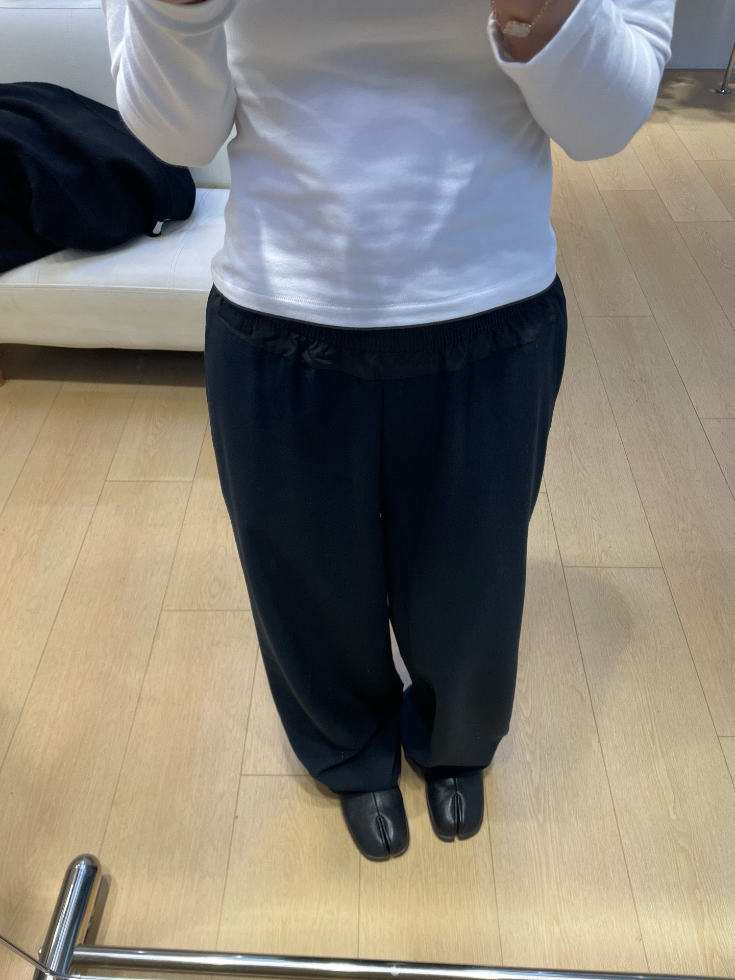 Women's High-Waist Stretchy Wide-Leg Pants Dark Blue Dark Grey S M L