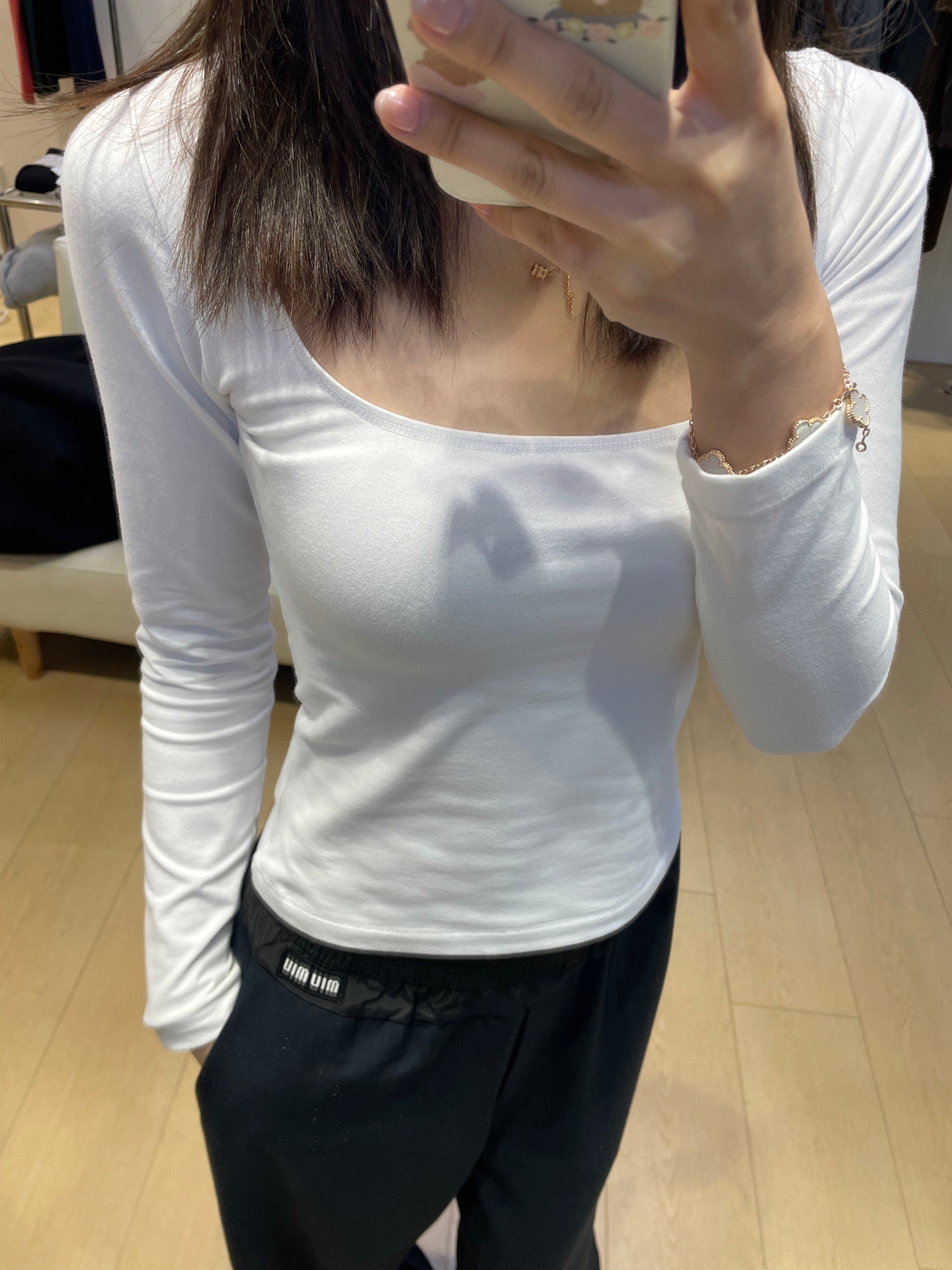 Long Sleeve Square Neck Cotton Top – Ballet-Core Style Ultra-Soft "Baby-Skin" Brushed Cotton Square Neck Tee