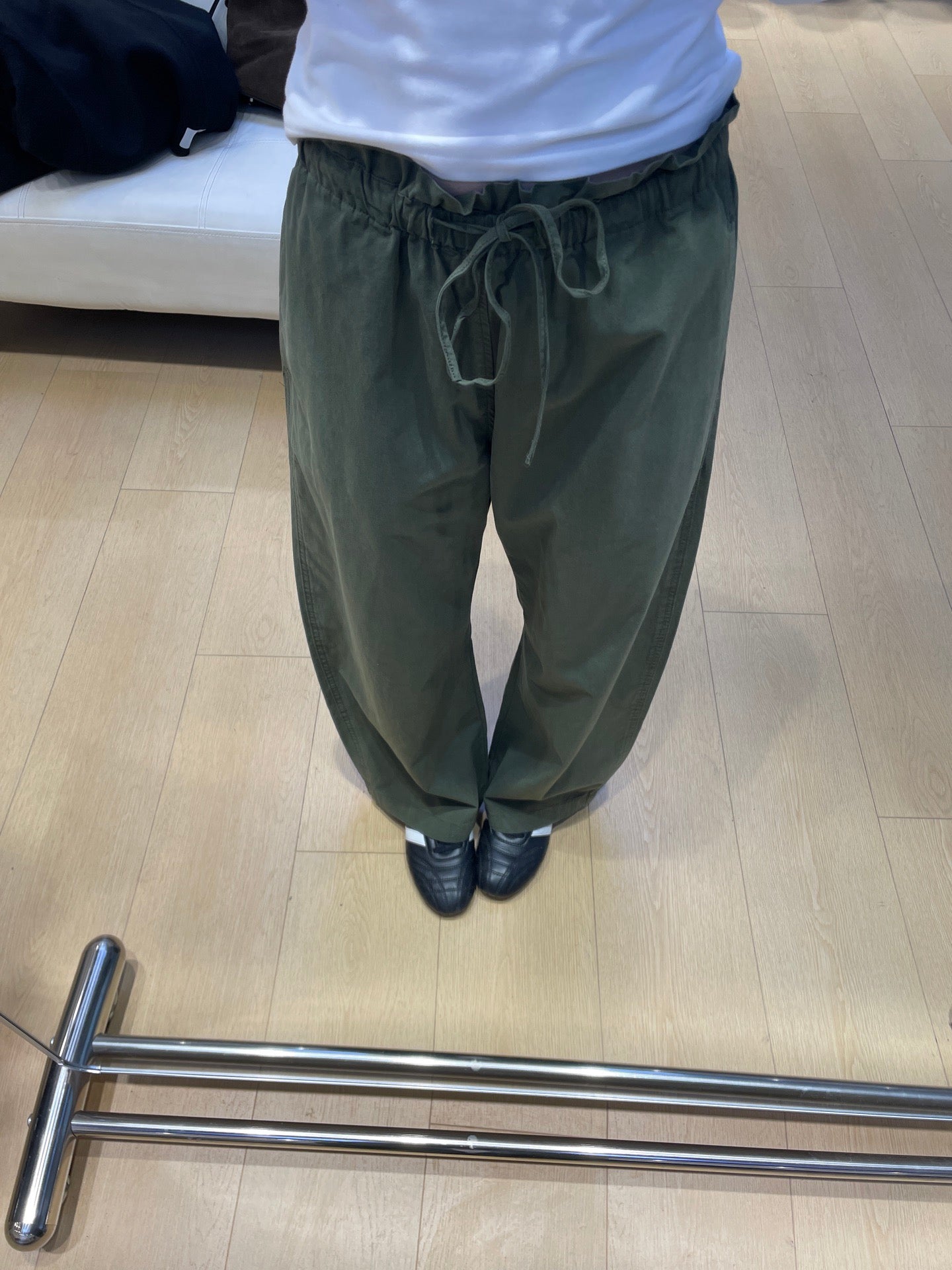 Women's Spring Cotton Blend Casual Pants Loose Fit Drawstring Waist Dark Blue Olive Green Brown S-M-L