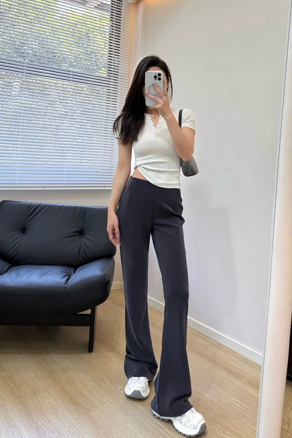 Women's Air Layer Modal Micro Flare Pants Soft Slim Fit Casual Trousers