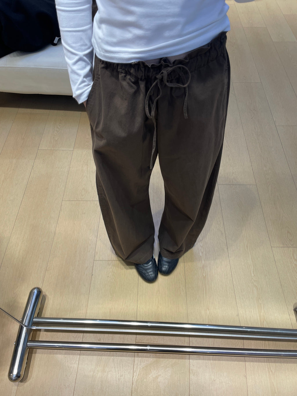 Women's Spring Cotton Blend Casual Pants Loose Fit Drawstring Waist Dark Blue Olive Green Brown S-M-L